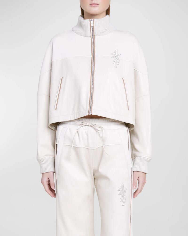 Amiri Stacked Logo Mixed-Media Crop Track Jacket Cover