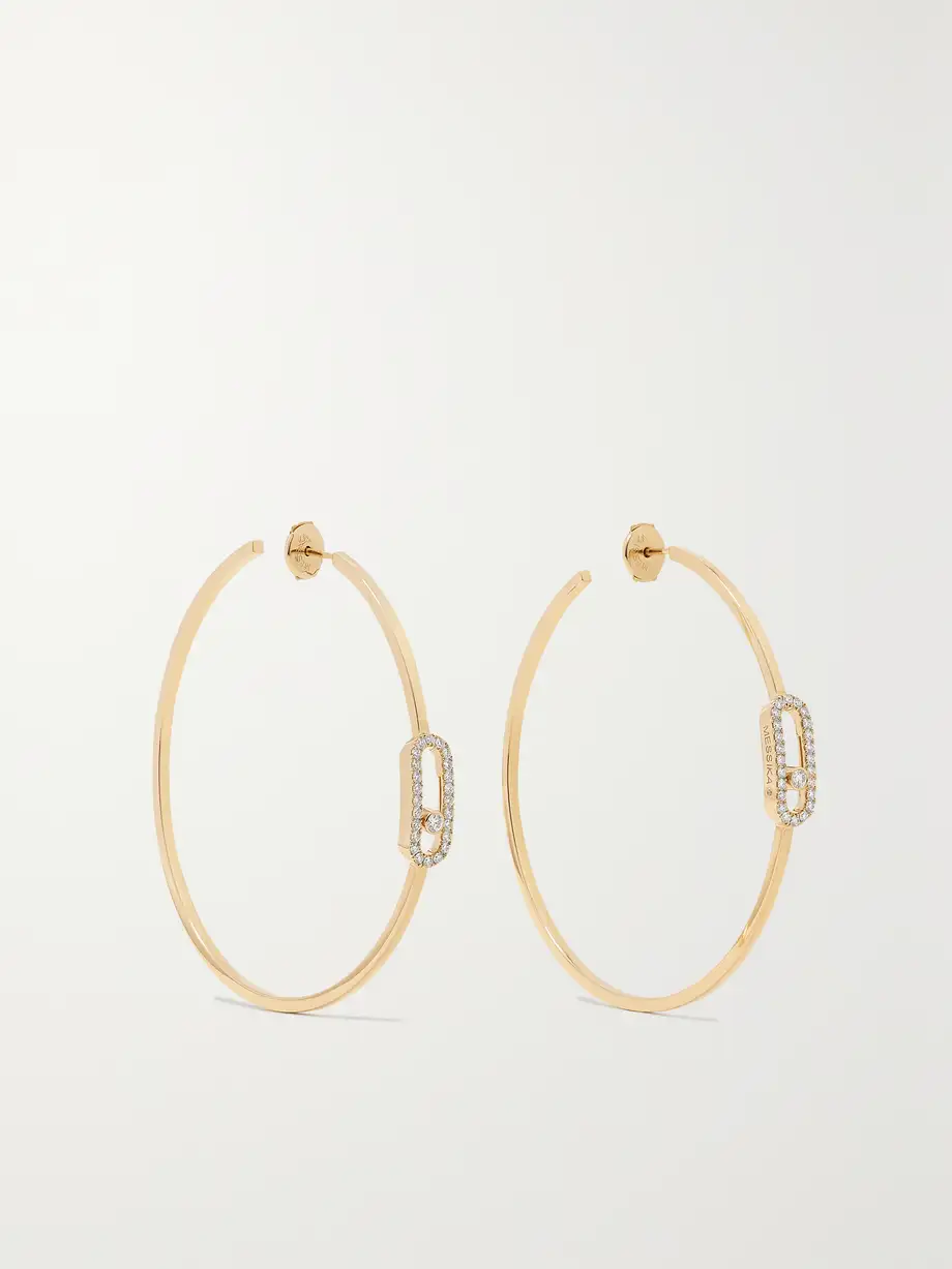 Messika - Move Uno Large 18-karat Gold Diamond Hoop Earrings - One size Cover