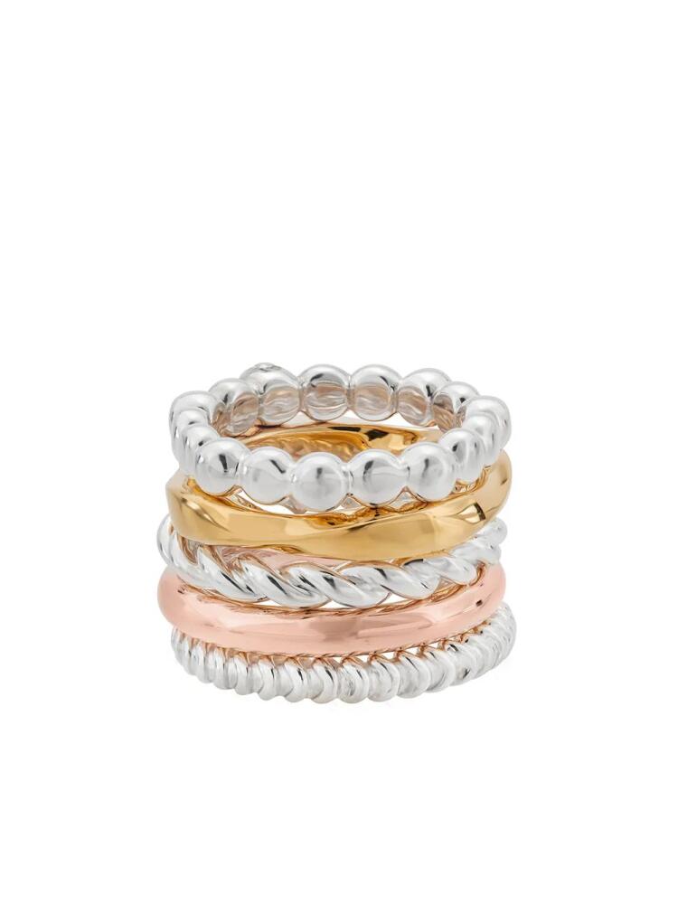 TANE México 1942 sterling silver and 23kt yellow and rose gold vermeil Alma stacked rings - Metallic Cover