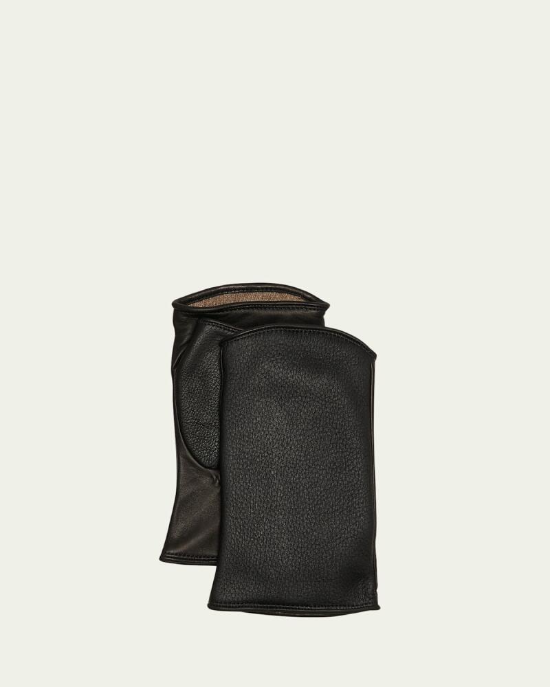 Agnelle Leather & Cashmere Fingerless Gloves Cover