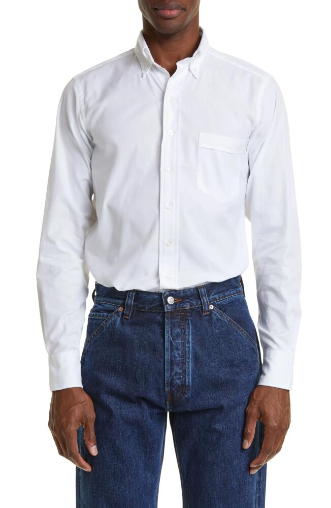 Drake's Oxford Cotton Button-Down Shirt in White Cover