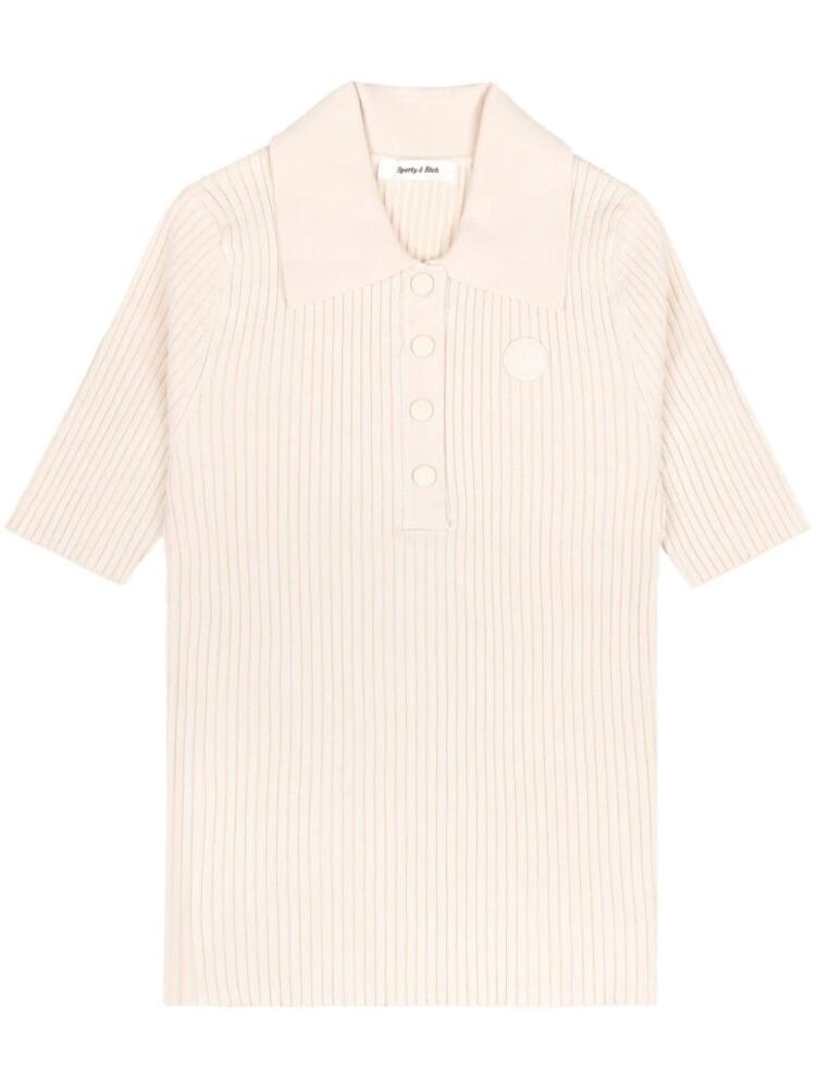 Sporty & Rich ribbed-knit polo - Neutrals Cover