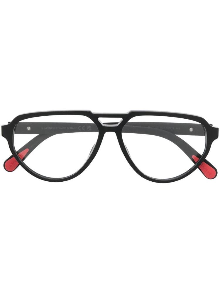 Moncler Eyewear logo-plaque pilot-frame glasses - Black Cover