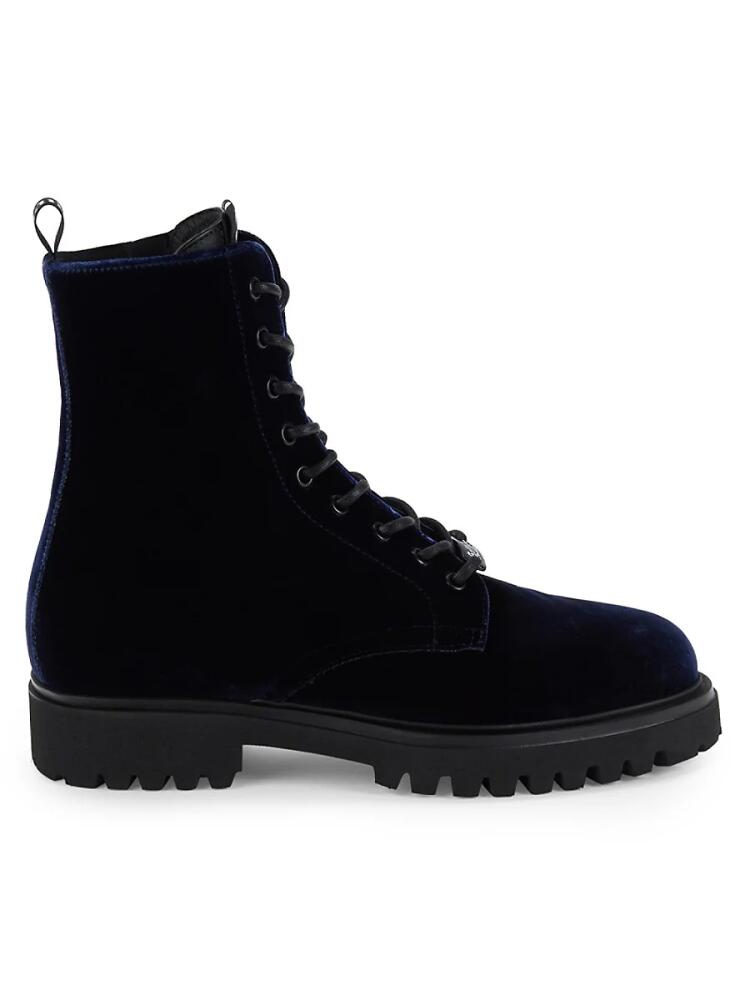 John Galliano Men's Suede Combat Boots - Blue Cover