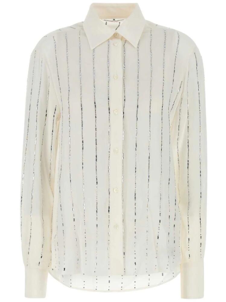 Ermanno Scervino rhinestone-stripe silk shirt - White Cover