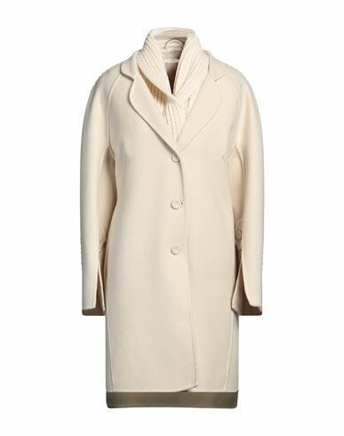 Ermanno Scervino Woman Coat Ivory Virgin Wool, Mohair wool, Polyamide, Wool Cover