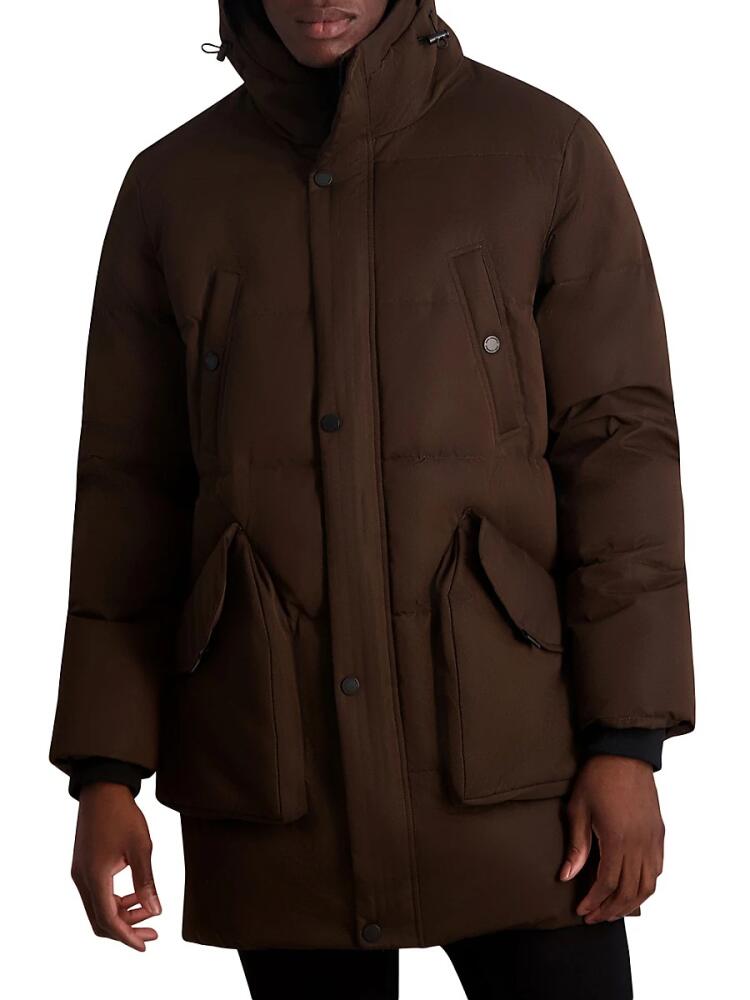 Karl Lagerfeld Paris Men's Hooded Down Parka - Brown Cover