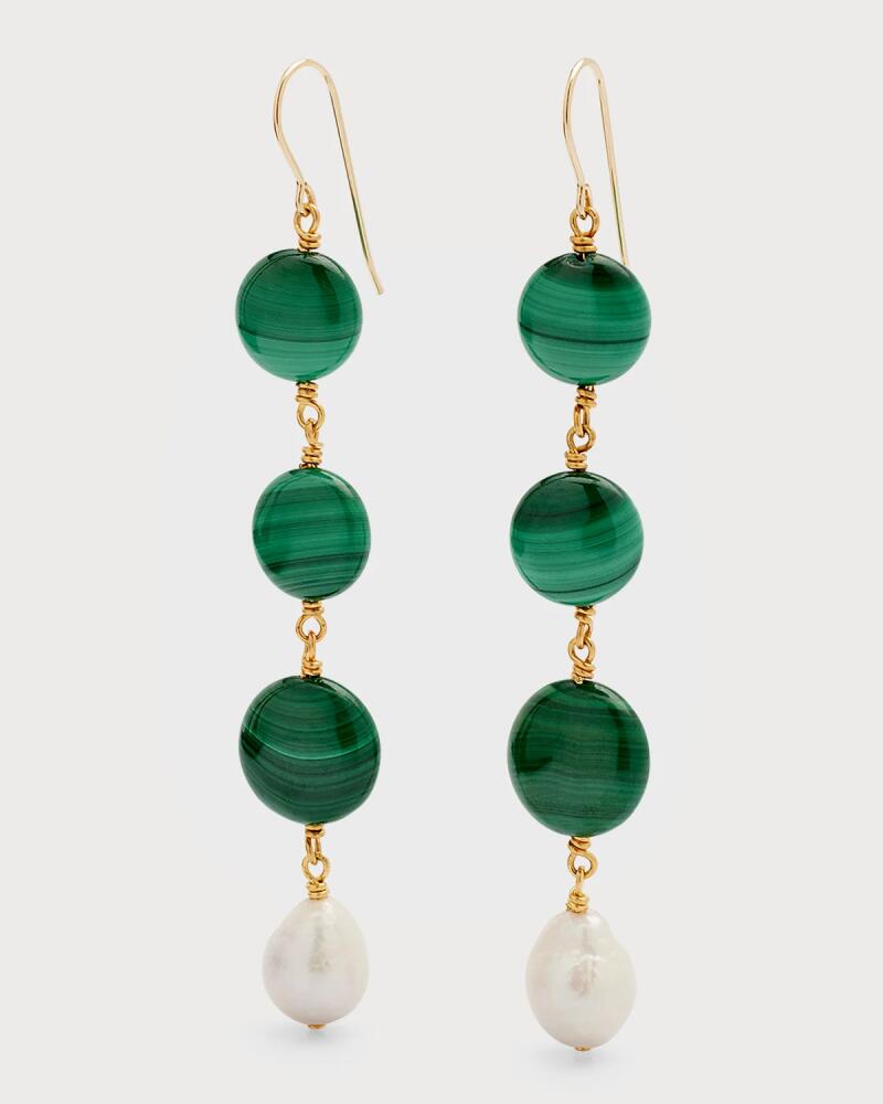 NEST Jewelry Malachite and Pearl Linear Drop Earrings Cover