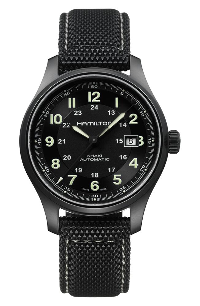 Hamilton Khaki Field Automatic Silicone Strap Watch, 42mm in Black Cover