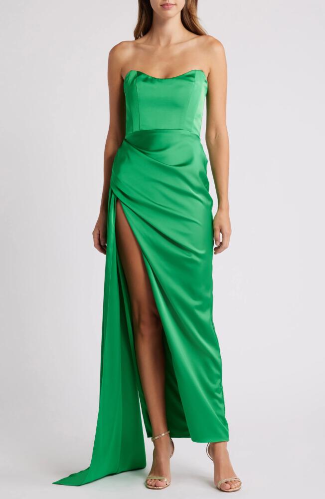 Katie May Bita Strapless Satin Gown in Emerald Cover