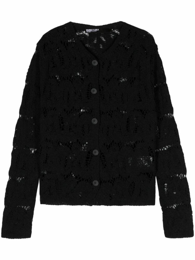 Bimba y Lola V-neck crochet-knit cardigan - Black Cover