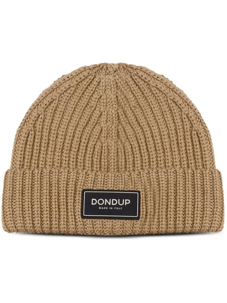 DONDUP logo-patch ribbed beanie - Brown Cover