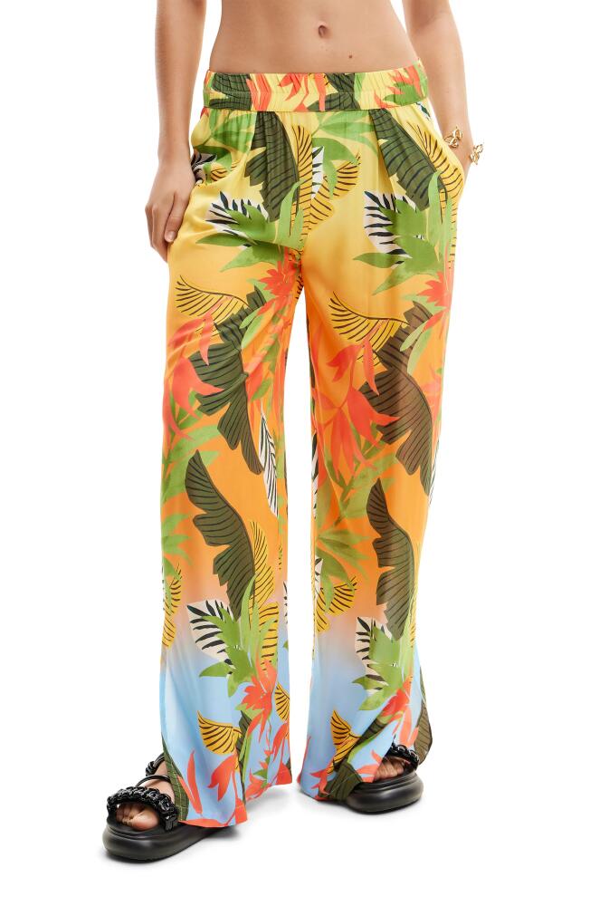 Desigual Tropical Wide Leg Trousers in Orange Cover