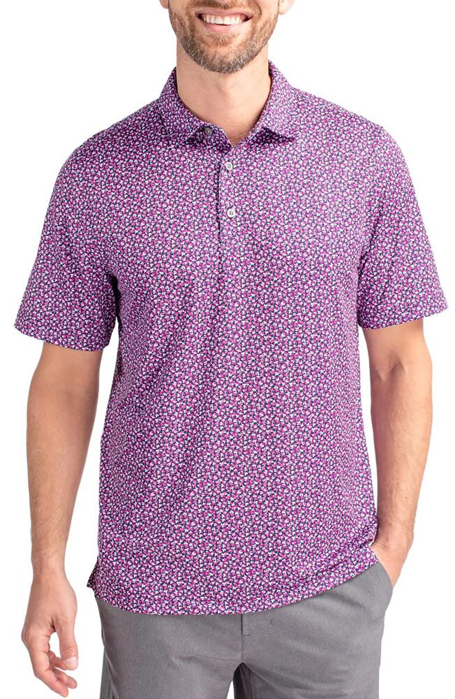 Cutter & Buck Magnolia Scatter Print Performance Polo in Gelato/Navy Blue Cover