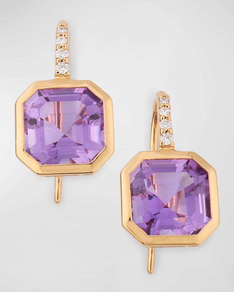 Goshwara Gossip 18K Yellow Gold Amethyst and Diamond Earrings on Wire Cover