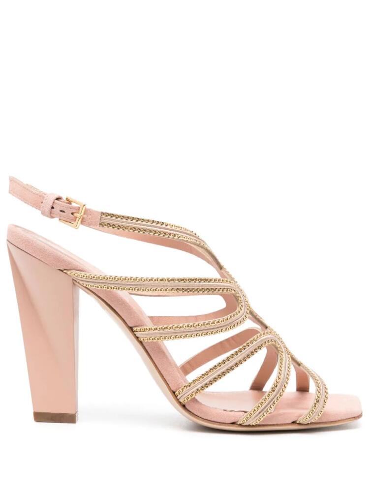 Alberta Ferretti Soutage 100mm leather sandals - Pink Cover