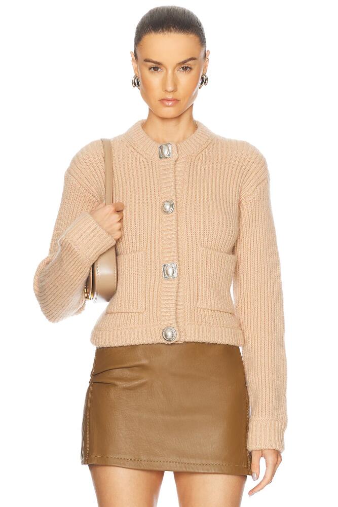 AREA Gemstone Button Cardigan in Beige Cover