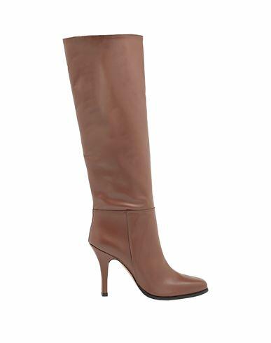 8 By Yoox Leather Square-toe Boots Woman Boot Brown Calfskin Cover