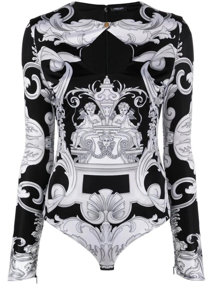 Versace Barocco-print cut-out bodysuit - Black Cover