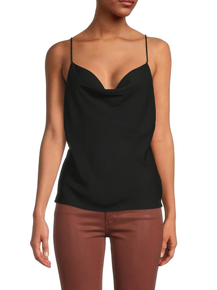 Renee C. Women's Dobby Cowlneck Satin Tank Top - Black Cover