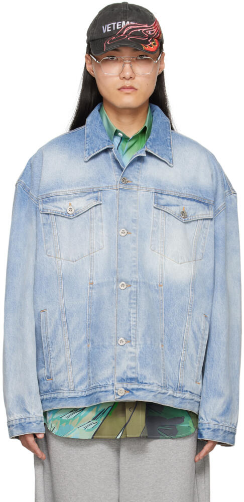 VETEMENTS Blue Embossed Denim Jacket Cover