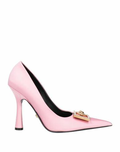 Versace Woman Pumps Pink Textile fibers, Soft Leather Cover