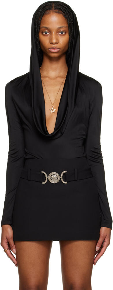 Versace Black Hooded Bodysuit Cover