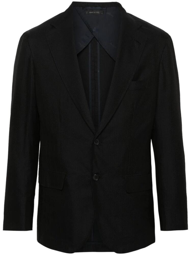 Brioni seersucker herringbone silk blazer - Blue Cover