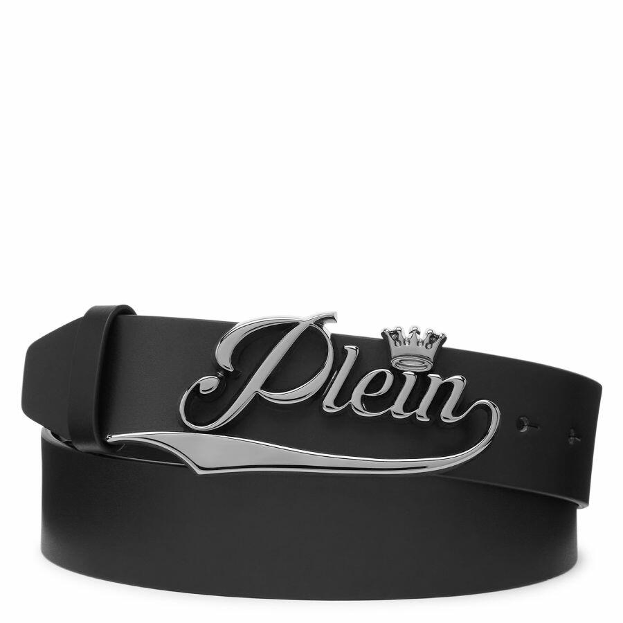 Philipp Plein King Plein Logo Buckle Leather Belt Cover