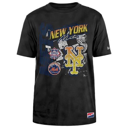 New Era Mets Fitted Short Sleeve T-Shirt - Mens Black/Black Cover