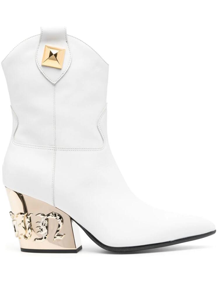 Philipp Plein Gothic Plein CowBoy 80mm ankle boots - White Cover