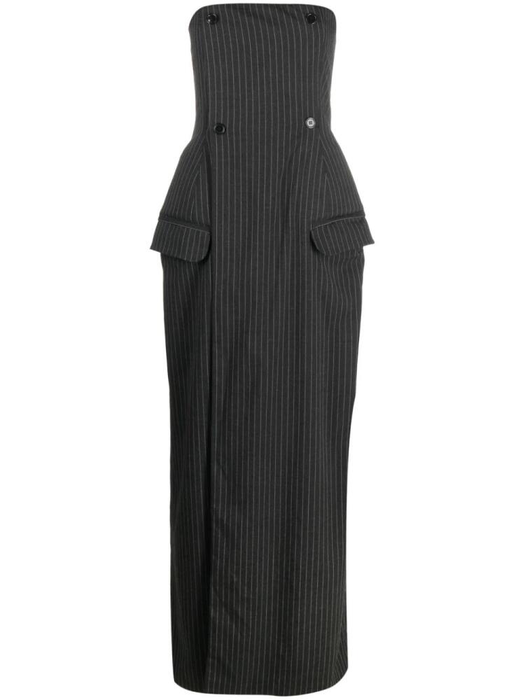 Ioana Ciolacu pinstripe-pattern bandeau-style maxi dress - Black Cover