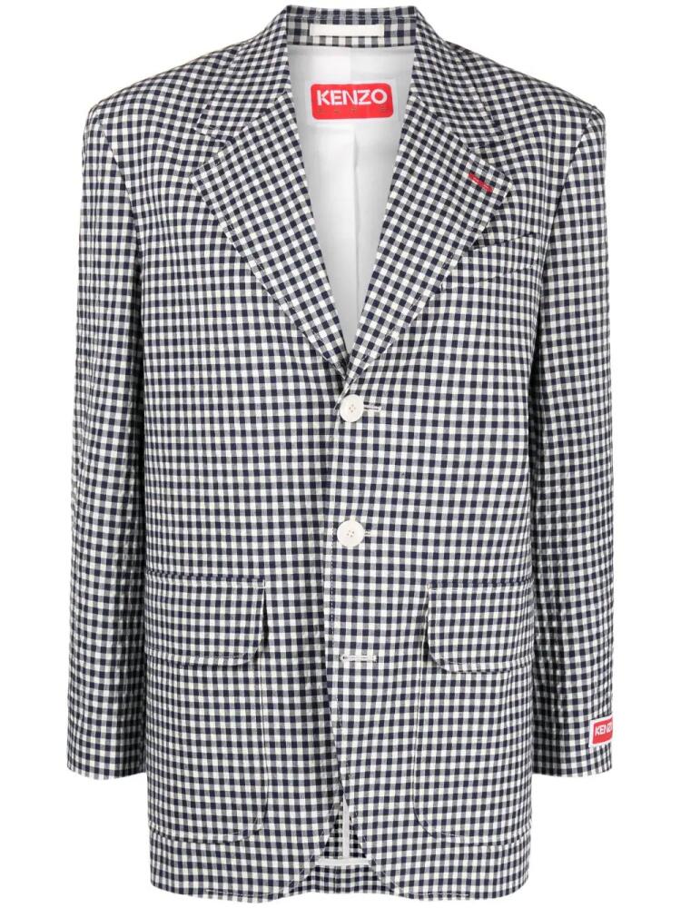 Kenzo gingham single-breasted blazer - Blue Cover