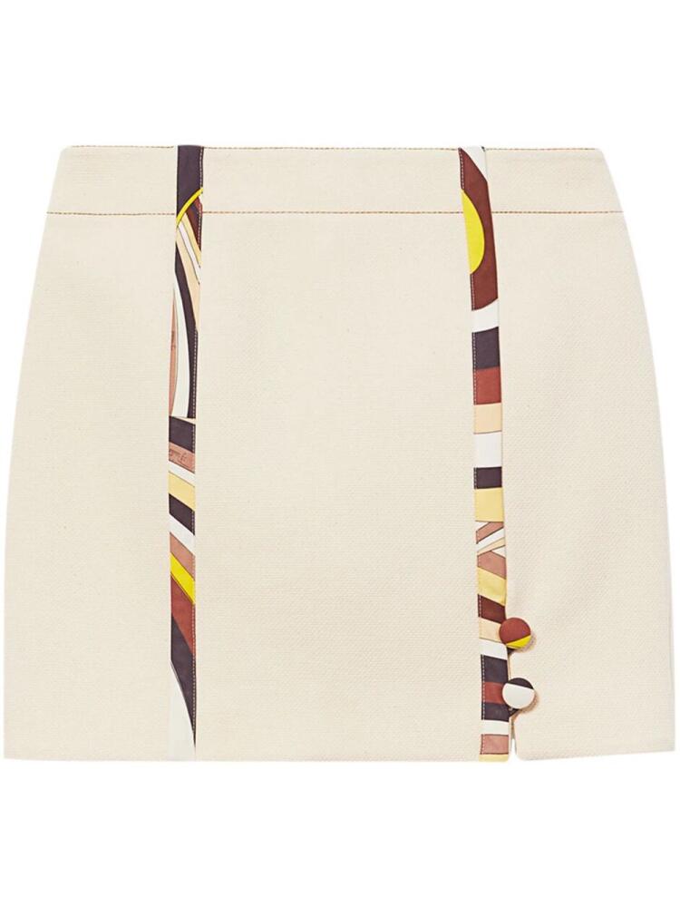 PUCCI abstract-print front-slit skirt - Neutrals Cover