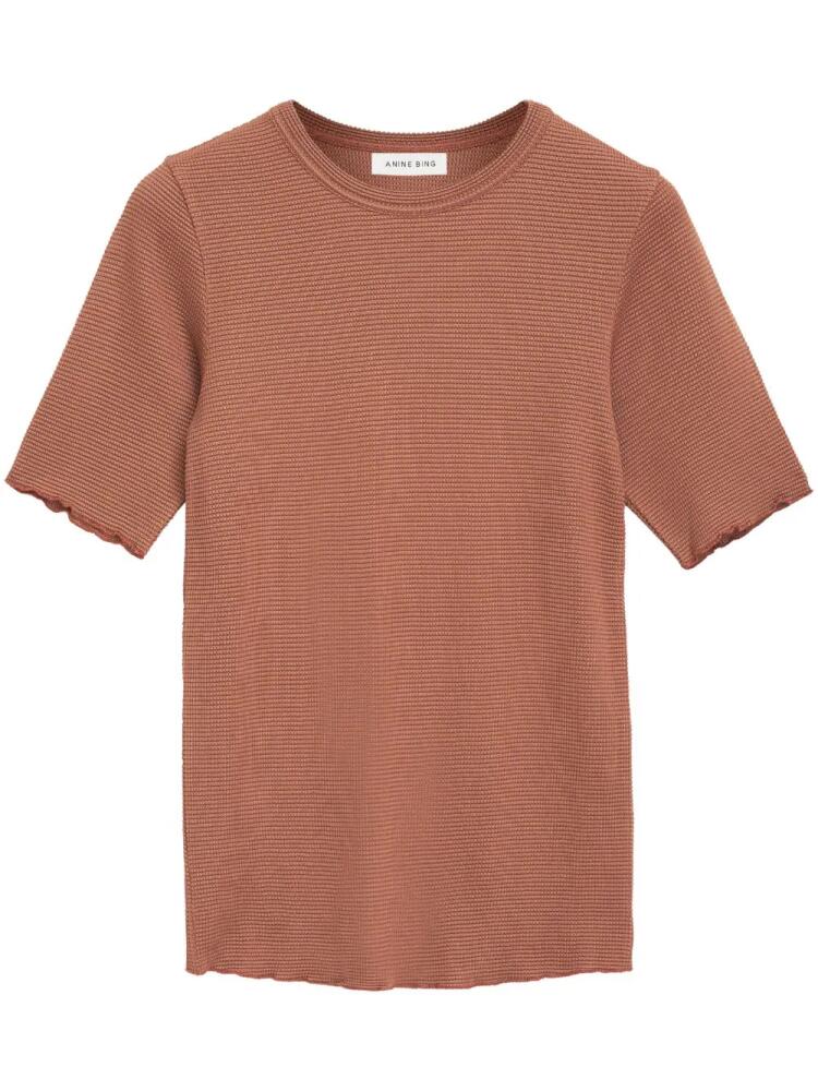 ANINE BING Caitlyn crepe-textured T-shirt - Brown Cover