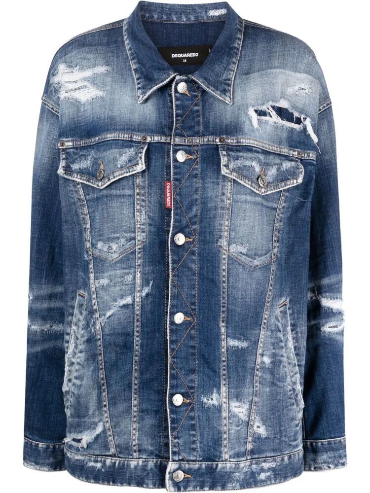 DSQUARED2 distressed denim jacket - Blue Cover