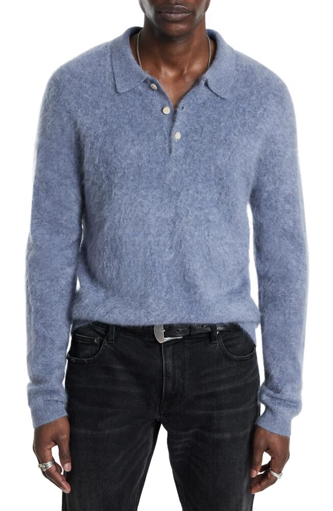 John Varvatos Verona Long Sleeve Cashmere Polo Sweater in Atlantic Blue Cover