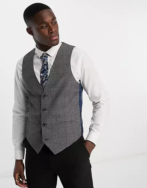 Original Penguin suit vest in gray and blue plaid Cover