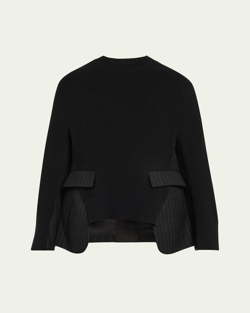 SACAI Hybrid Ribbed Wool Blazer Sweater Cover