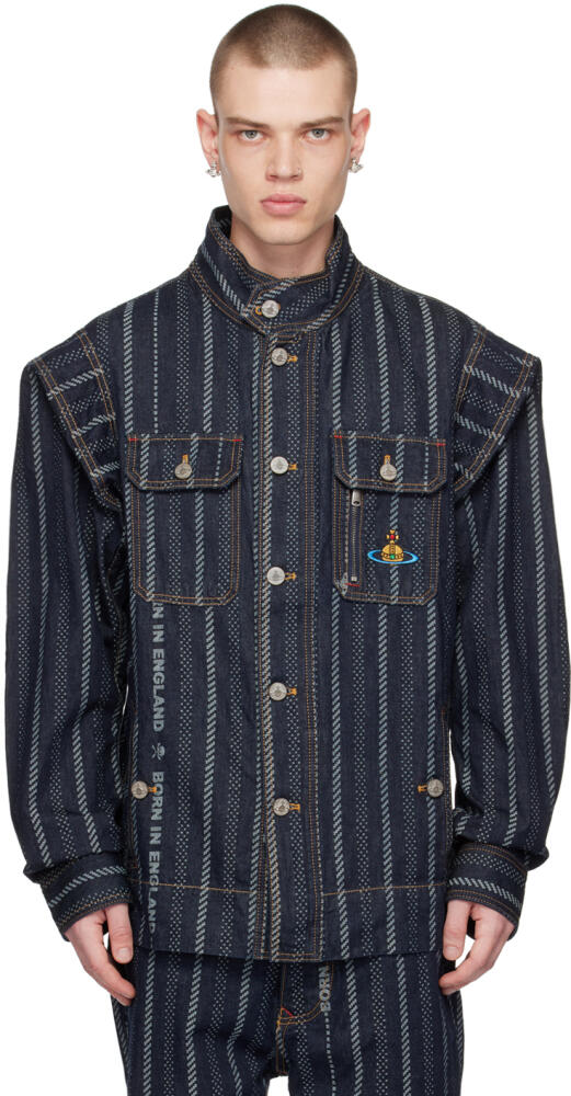 Vivienne Westwood Navy 'Born In England' Denim Jacket Cover