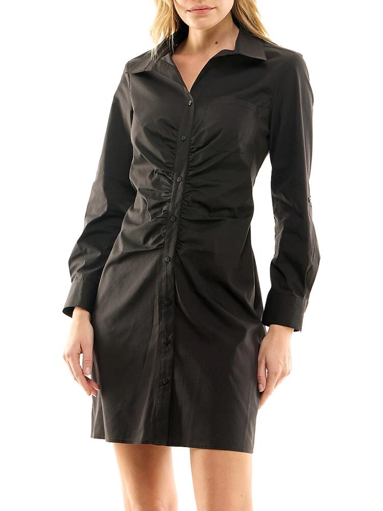 Nicole Miller Women's Ruched Shirtdress - Black Cover