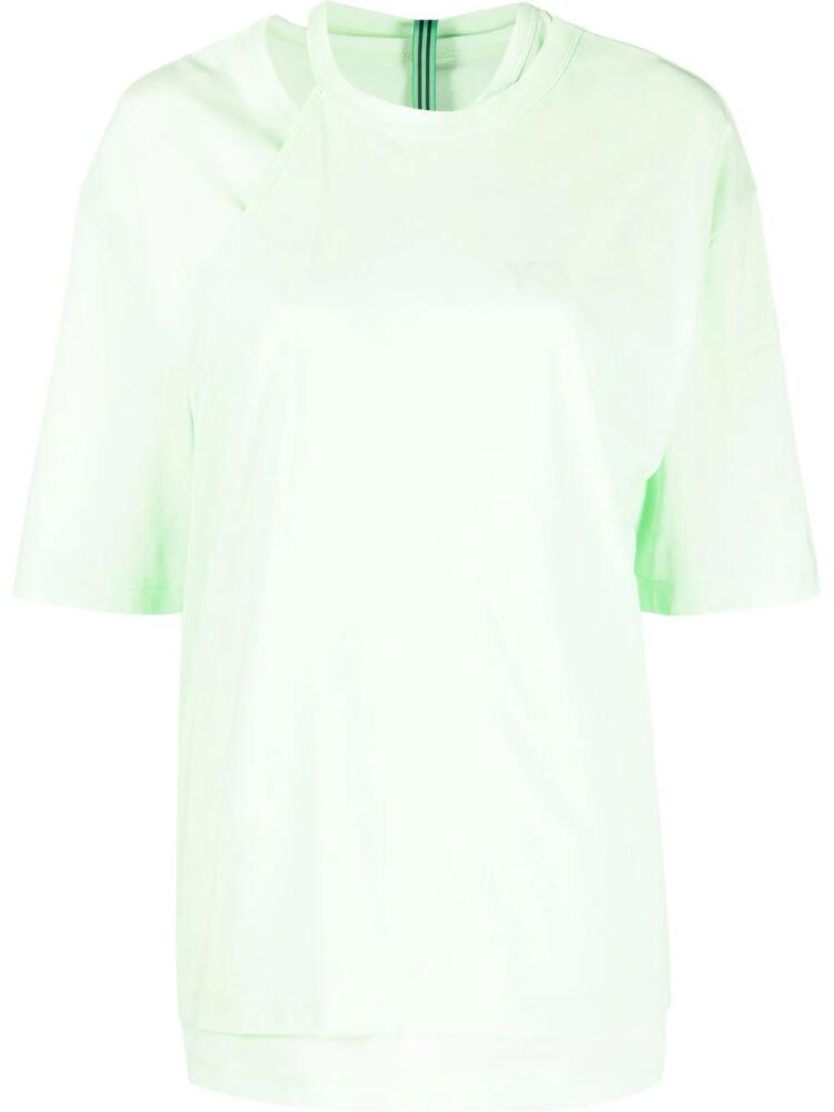 Y-3 layered logo-print T-shirt - Green Cover