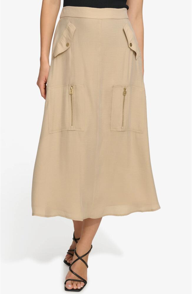 DKNY Organza Cargo Midi Skirt in Sandalwood Cover