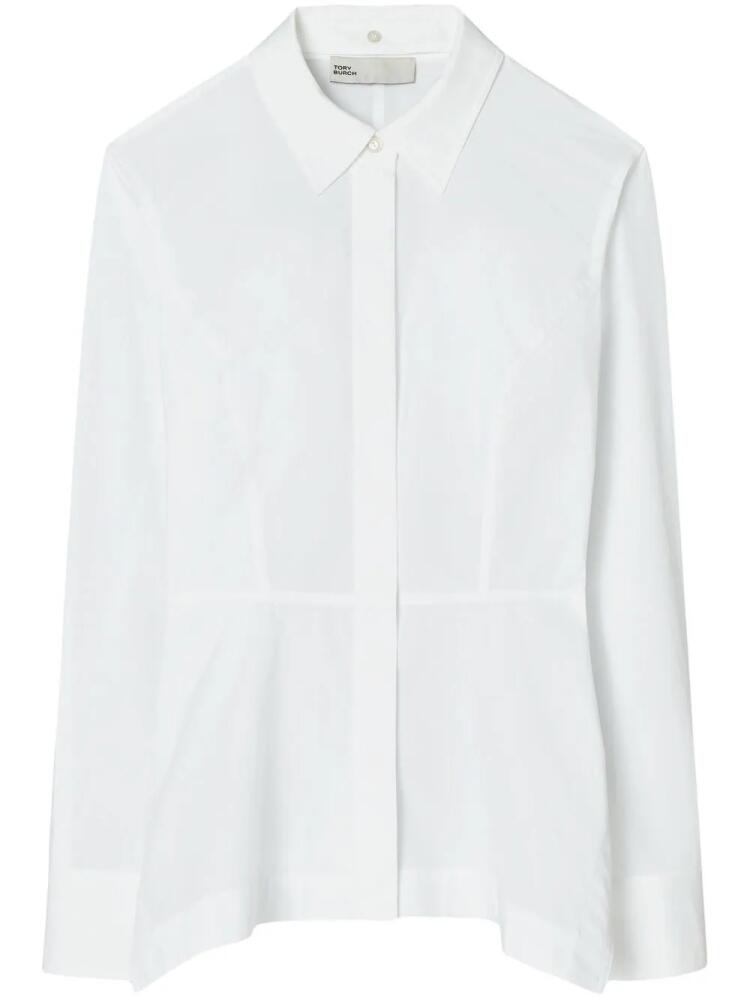 Tory Burch peplum cotton-poplin shirt - White Cover