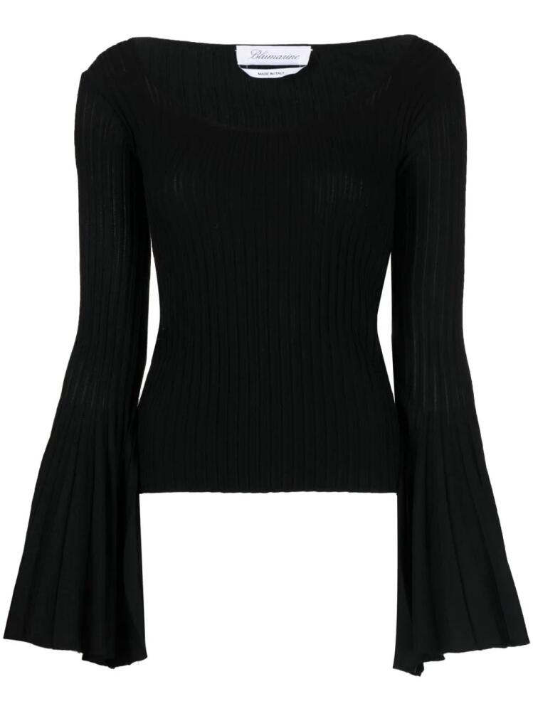 Blumarine fluted-sleeve knitted top - Black Cover