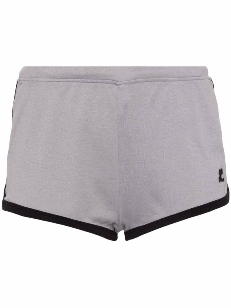 Courrèges Contrast cotton mini shorts - Grey Cover