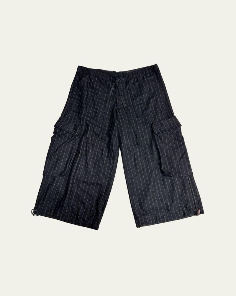 Greg Lauren Men's Pinstripe Wide-Leg Cargo Pants Cover