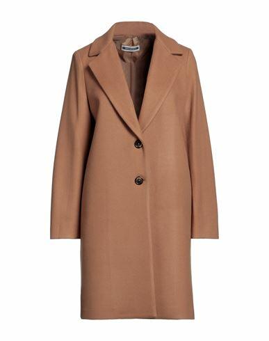 Biancoghiaccio Woman Coat Camel Polyester Cover