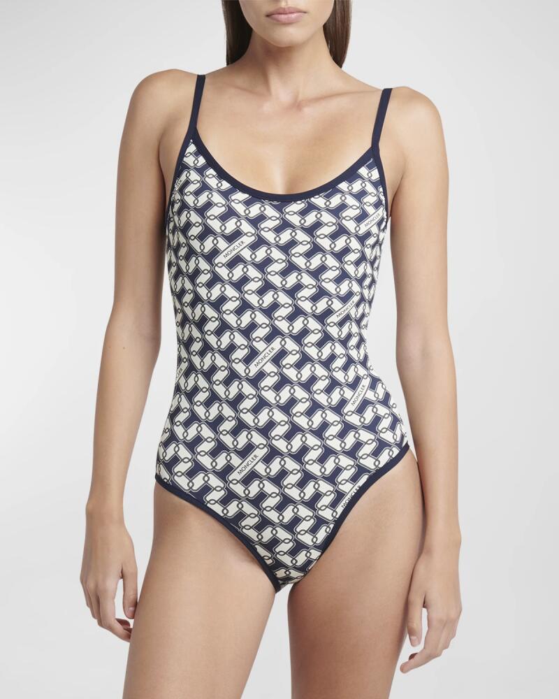 Moncler Chainlink Printed One-Piece Swimsuit Cover