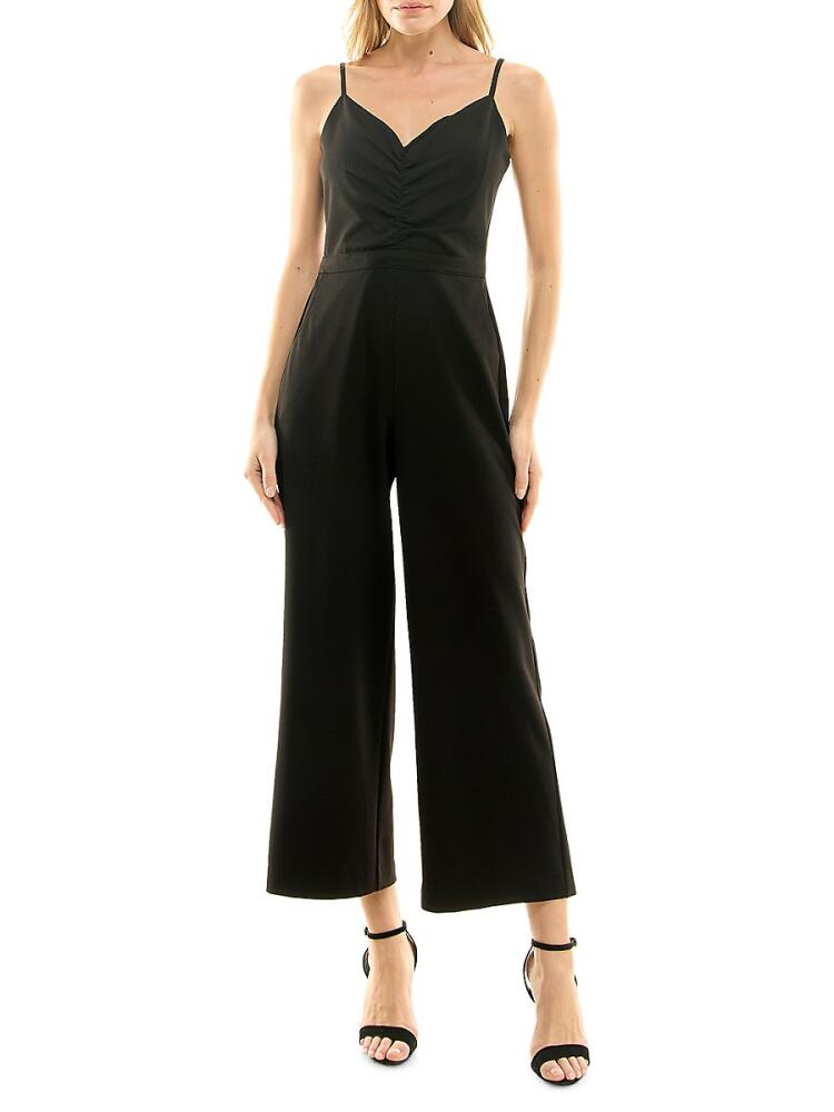 Nicole Miller Women's Ruched Crepe Scuba Jumpsuit - Very Black Cover